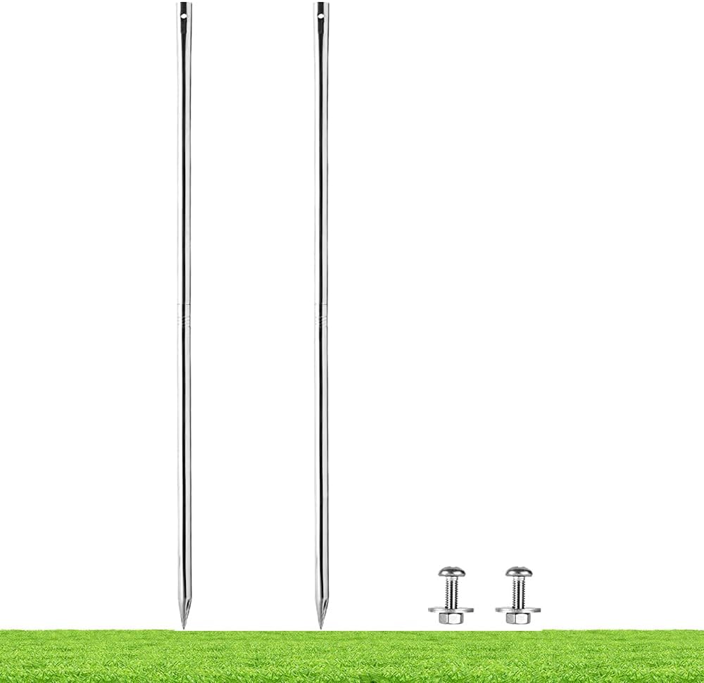 Kichwit 27.6“/2.3ft Metal Stakes for Yard Signs, 5/8 Inch Thick, Stainless Steel, Hardware Included
