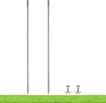 Kichwit 27.6/2.3ft Metal Stakes for Yard Signs, 5/8 Inch Thick, Stainless Steel, Hardware Included