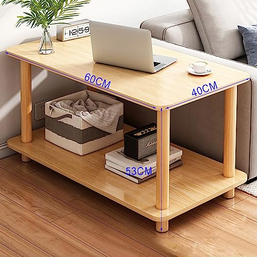 Table double en bois avec étagère de chevet robuste couleur chêne - 3
