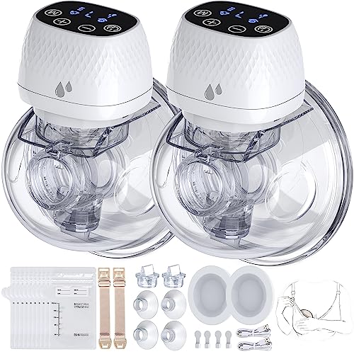 Image of ASAHINA Hands Free Breast Pump S12 Updated, Wearable Breast Pumps of Longest Battery Life & Touch Screen, Double Portable Electric Breast Pump with 3 Modes 9 Levels Suction-19/22/25mm Flange, 2 Pack