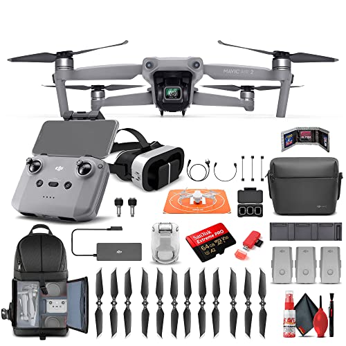 DJI Mavic Air 2 Fly More Combo - Drone Quadcopter UAV with 4K Video, 48MP Camera, 8k Hyperlapse + 64GB SD Card + Backpack + Landing Pad + VR 3D Goggles + More (CP.MA.00000167)