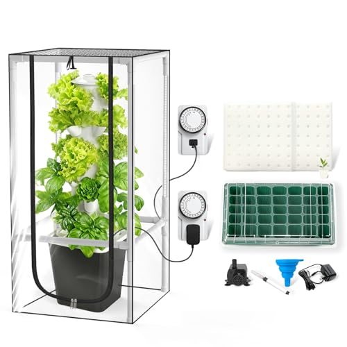 JESLED Hydroponic Tower with Tent, Hydroponics Growing...