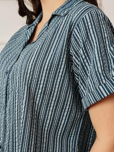 Image of Clovia Women Rayon Night Suit- Printed, Shirt & Pyjama Set