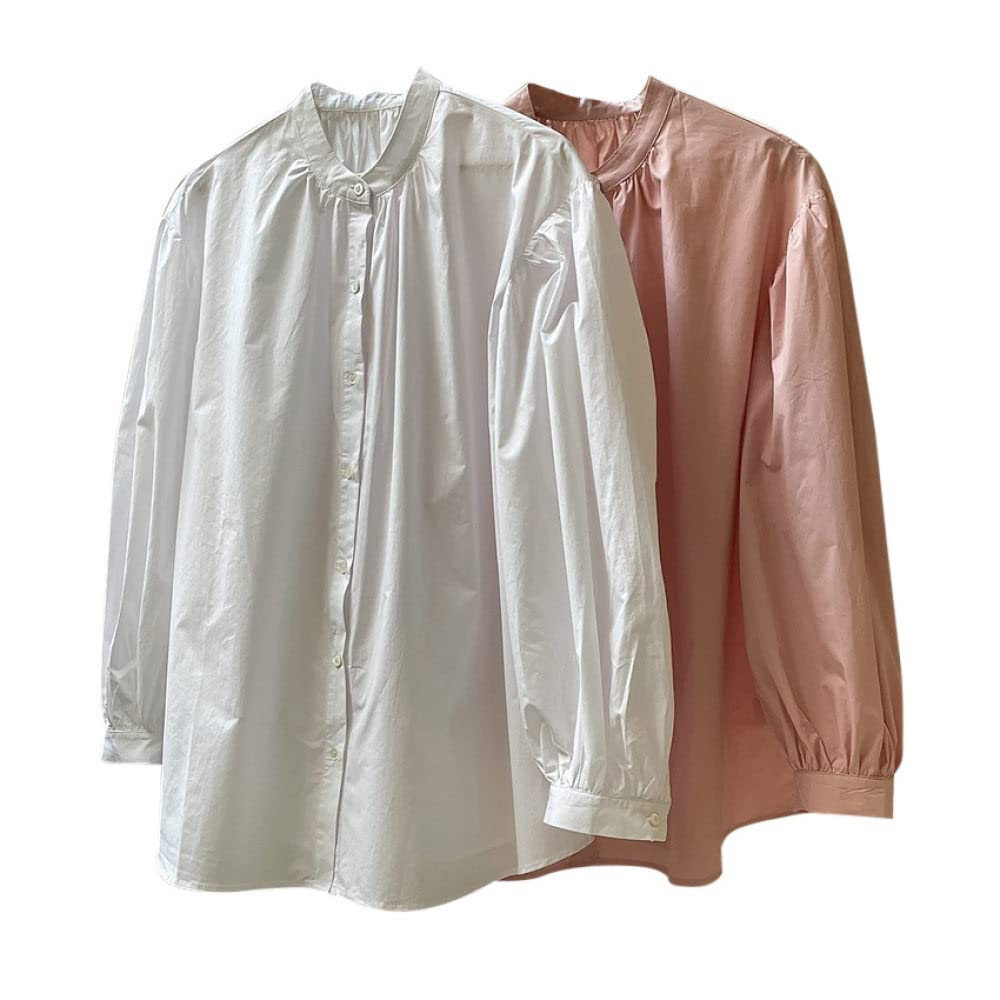 Damen Oberteile,Damen-Leinenbluse, Übergroß, Für Den Sommer, Ballon-Langarmshirt, Stehkragen, Plissierte Oberteile, Elegante Bluse, T-Shirt-Jacke, Lockere Bluse, Tunika, Sweatshirt-Tops Für Damen