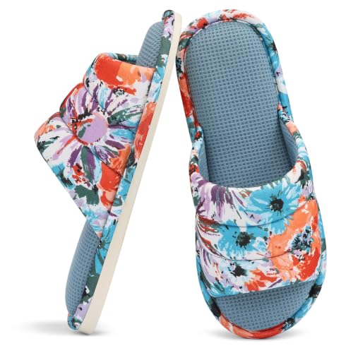 Image of shevalues Summer House Slippers for Women Men Breathable Waffle Indoor Slippers Slip-on Open Toe Home Shoes