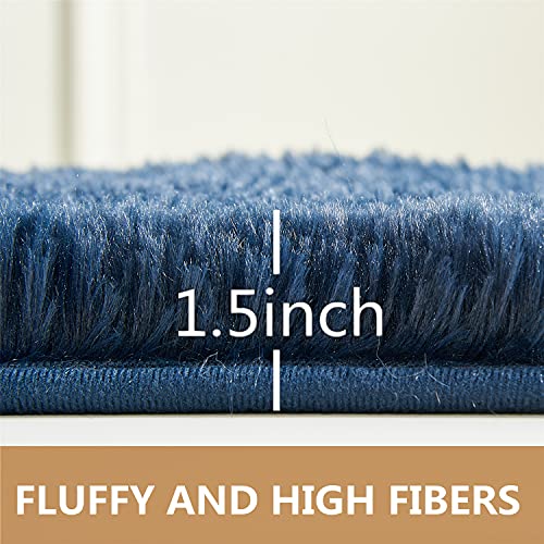 Arbosofe Fluffy Soft Area Rugs For Bedroom Living Room, Navy Blue Shaggy Rugs 8 X 10 Feet, Carpet For Kids Room, Throw Rug For Nursery Room, Fuzzy Plush Rug For Dorm, Luxury Home Rugs #TOP5
