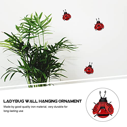 Nuobesty Botanical Decor Ladybug Ornament Metal Animal Garden Ladybug Metal Hanging Wall Art Garden Wall Sculptures 3D Decoration For Room Outdoor Garden Botanical Decor Garden Animal Figurine #TOP7