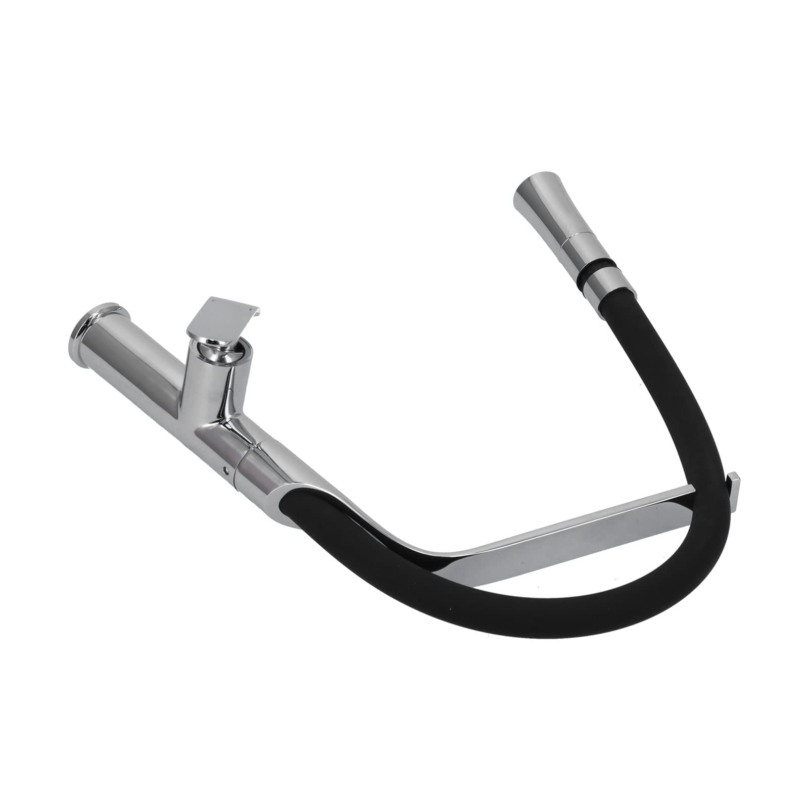 Grifo de cocina extraíble giratorio de 360 ​​​​grados con rociador Grifo monomando moderno de latón para fregadero Negro Plata alto Agua fría y caliente