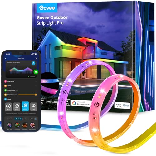 Outdoor LED Strip Lights with Warm and Cool White, 32.8ft Smart WiFi Waterproof, Alexa Compatible