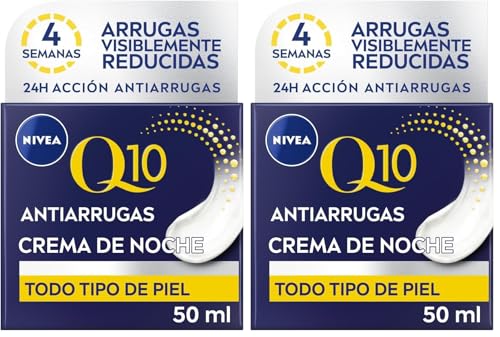 NIVEA Q10 Power Antiarrugas Cuidado de Noche (1 x 50 ml), crema antiarrugas hidratante, crema de noche para reducir las arrugas, crema reafirmante facial, 6.8 (Paquete de 2)