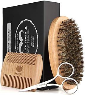 Beard Brush, Comb, Scissors & Beard Shaper Tool Kit for Men Beard Care