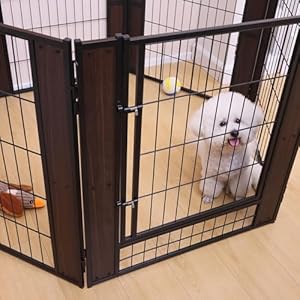 Dog Playpen, 32″ Height Dog Pen, Heavy Duty, Safe and Sturdy, Foldable Dog Fence for Indoor and Outdoor Use (Black)