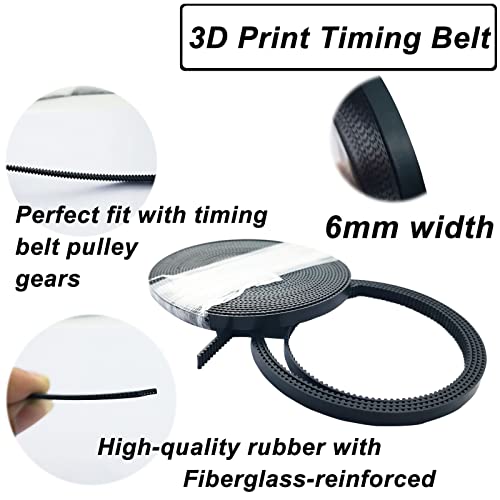 Cintura in Gomma GT2 5 metri, cinghia aperta sincronica della stampante 3D 6mm con fibra di vetro per stampanti 3D Ender 3, nero