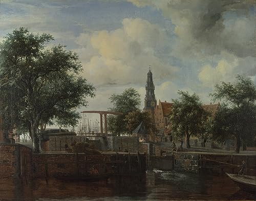 Art tableau l'é de Haarlem Amsterdam Meindert Hobbema image sur toile 60x90cm affiche