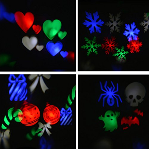 Jltph Rgbw Rotating Led Grating Effect Projector Lights Multi-Color With 4 Switchable Pattern Lens For Dj Bar Home Party Halloween Christmas Wedding Stage Lighting #TOP7
