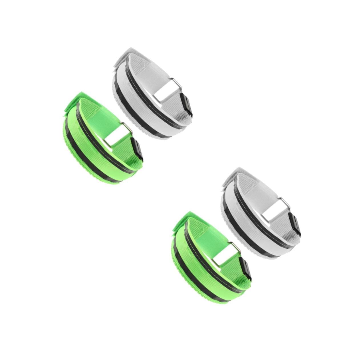 BESTonZON 2sets Adjustable LED Glowing Arm Strap High Visibility Safety Wristband for Night Running Cycling Outdoor Activities Durable Armband with Decorative Light Function 2pcs*2