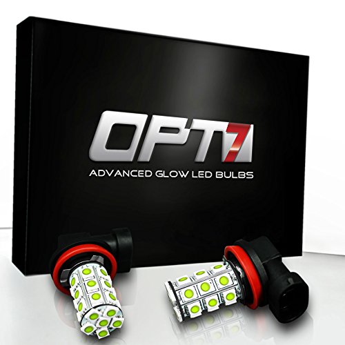 OPT7 Show Glow 9006 LED Fog Light Bulbs - 27-SMD 6000K Cool White @ 350Lm per Bulb and Colors - 1 Year Warranty (Pack of 2)