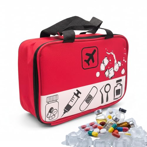 Borsa termica piccola per medicinali, borsa termica per documenti di viaggio, piccola borsa termica per cosmetici, medicinali, snack, utensili da viaggio, Cooler Travel Case