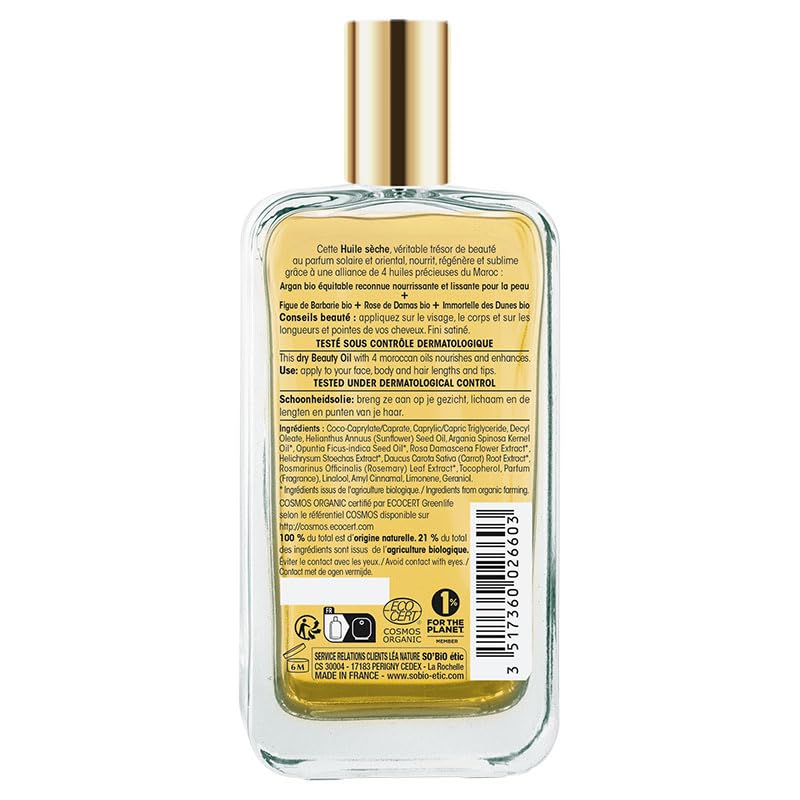 So bio étic | Huile de Beauté - Précieux Argan | Nourrit – Régénère – Sublime | Visage, corps & cheveux | 100% d’origine naturelle | Fabriqué en France| 100 ml