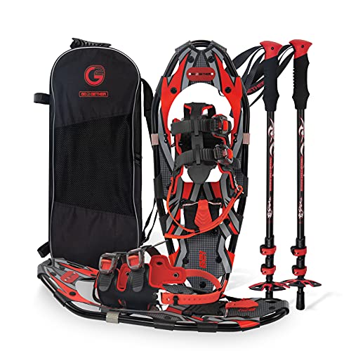 G2 21 Inches Red Light Weight Snowshoes for Women Men Youth, Set with...