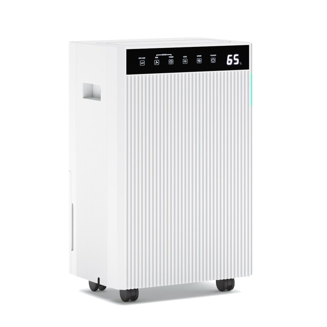 Ometa 12L or 20L/Day Dehumidifier With Ioniser for Damp, Condensation, Mould & Mildew Digital Display, 24hr Timer, Auto Sleep Mode & Laundry Clothes Drying Mode, Continuous Drainage (20L White)