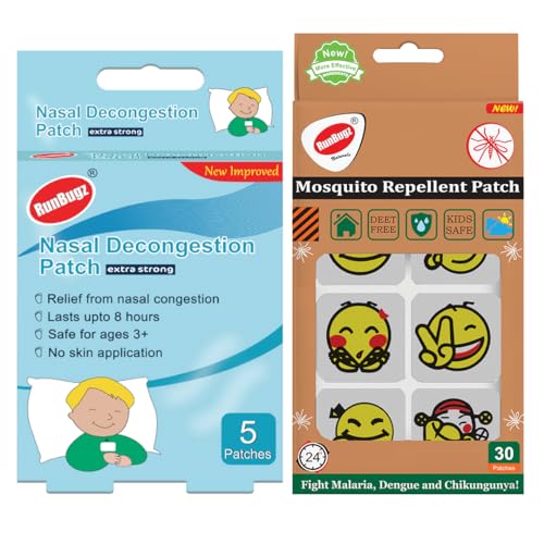 Image of Nasal Decongestion Vapour Patches & Mosquito Repellent Smiley Patches for Baby's & Kid's Combo Pack Quick Relief from Runny Nose,Nasal Congestion & Mosquito - 5 Vapour Patches & 30 Mosquito Patches