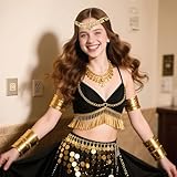 BACH AND BOUJEE Egyptian Costume Accessories Hair Clips Egyptian Headpiece Necklace Halloween Costumes Cleopatra Party Decoration - Image 8