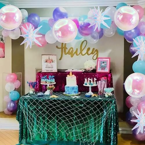 Image of TONIFUL 8Pcs 22Inch Iridescent Large 4D Giant Round and Star Balloons Explosion Star Mylar Balloons Set for Backdrop Christmas New Year Birthday Wedding Bridal Shower Anniversary Photo Booth Supplies