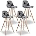 IDMarket - Lot de 4 tabourets de Bar SARA Motifs patchworks Noirs, Gris et Blancs