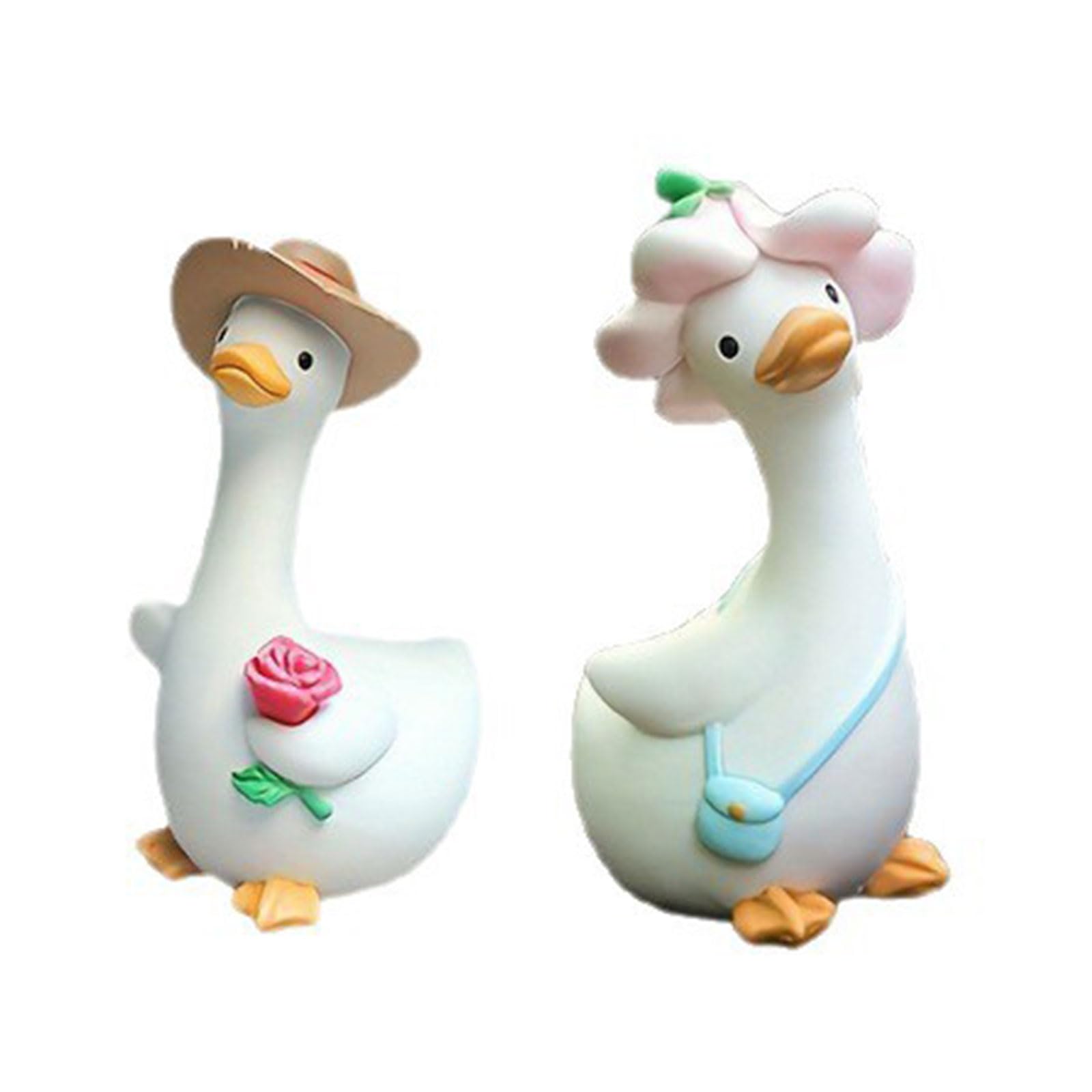 Osniyaw Multicolor Pair Of Resin Ducks Garden Sculpture Cartoon Miniature Statues For Garden Decorations Outdoor Farmhouses Home Decorations Resin Garden Decorations