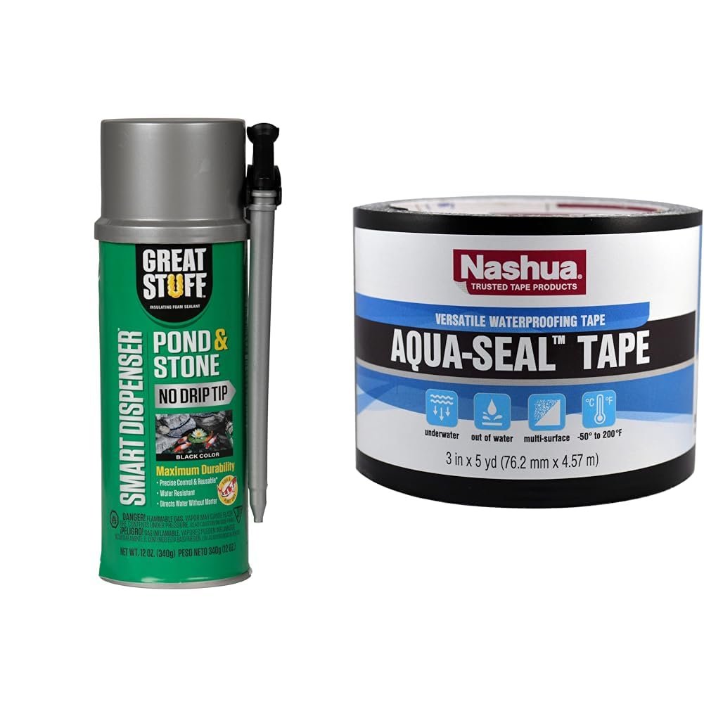 Great StuffSmart Dispenser Pond & Stone with Nashua Aqua-Seal Tape, Black