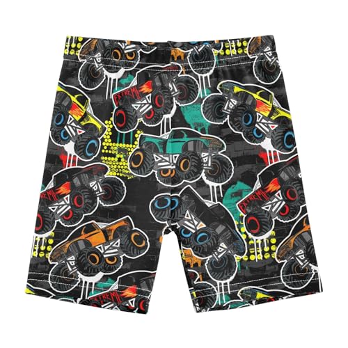 JHKKU Girls Monster Truck Shorts Cotton Cartwheel Bike Kids Biker Under Dress Dance Short Girl Clothes 8Y