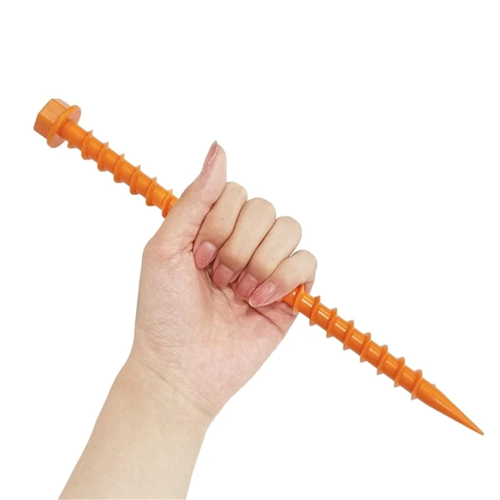 Piquets de Tente Camping, 20 pièces, Clous à vis en Plastique, piquets for la Fixation des tentes, bâches Pluie Plein air pour Camping, Tonnelles(Orange Color)