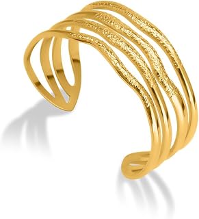 PALMONAS Golden Waves Cuff Bracelet for Women - Gift for Girls & Women | Waterproof & Anti-Tarnish Bracelet Price In India