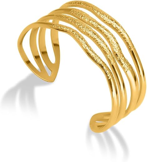 PALMONAS Golden Waves Cuff Bracelet for Women - Gift for Girls & Women | Waterproof & Anti-Tarnish Bracelet