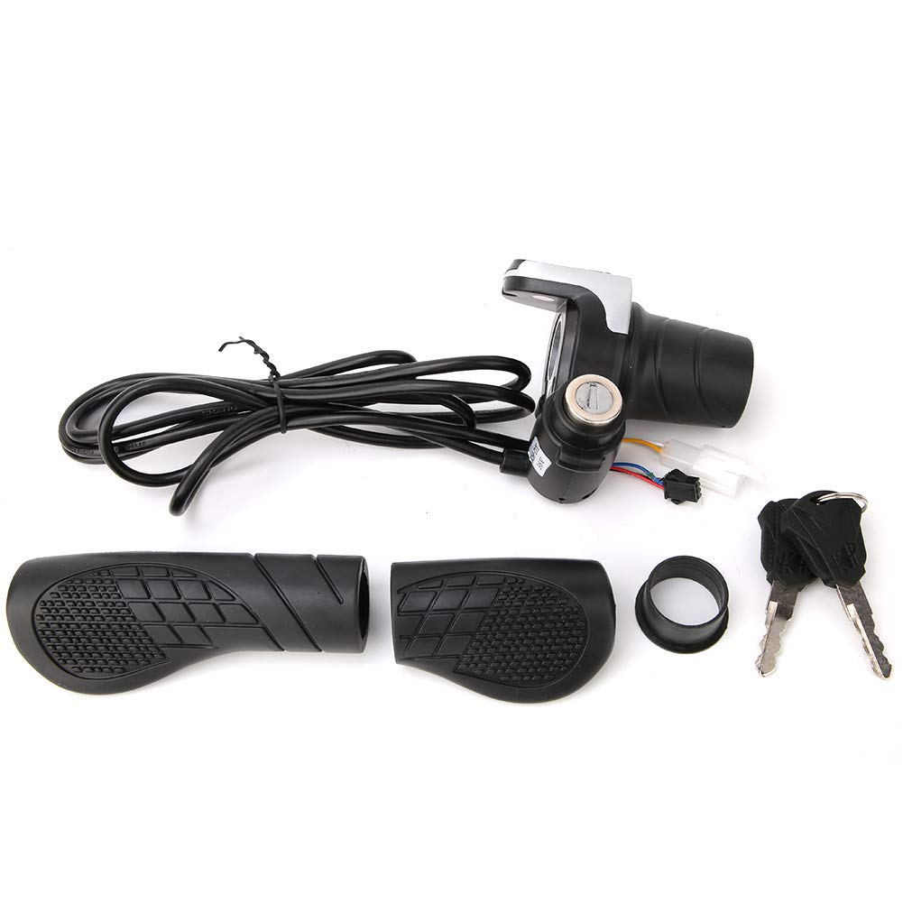 36V Acceleratore a Manopola per Bicicletta Elettrica, Twist Grip con Display LCD e Serratura a Chiave, Compatibile con Bici Elettriche Scooter Moto
