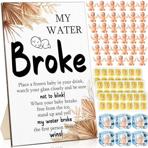 Roowest 54 Pcs My Water Broke Baby Shower Game, Boho
