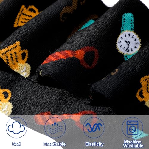 Shihanee 2 Pairs Novelty Dress Socks for Men Nurse Doctor Dentist Lawyer Teacher Boss Pastor Crew Socks Funny Holiday3