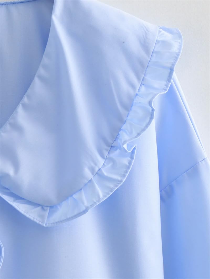 Camicia da donna tinta unita con fiocco frontale con lacci a maniche lunghe camicette top camicie casual
