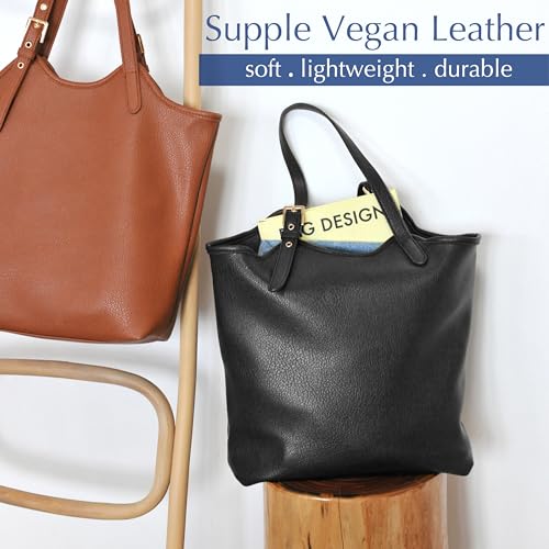 Image of HOXIS Tote Bag for Women with Adjustable Handles Soft Vegan Leather Shoulder Handbag for Work, Travel & Everyday Use