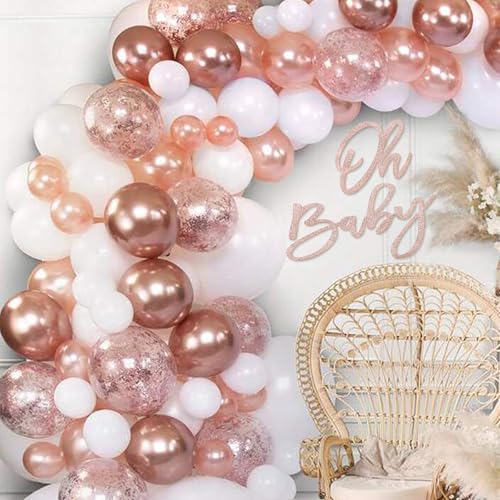 Image of Oh Baby Sign for Baby Shower Backdrop - Glitter Felt Oh Baby Sign Party Banner Boy Girl Baby Shower Decorations Gender Reveal 1st Birthday Party Photography Background - Rose Gold