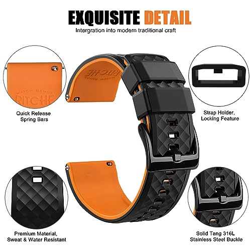 Image of Ritche Christmas Gift Silicone Watch Bands 18mm 20mm 22mm 24mm Quick Release Rubber Watch Bands for Men, White Elephant Gifts, Stocking Stuffers For Men