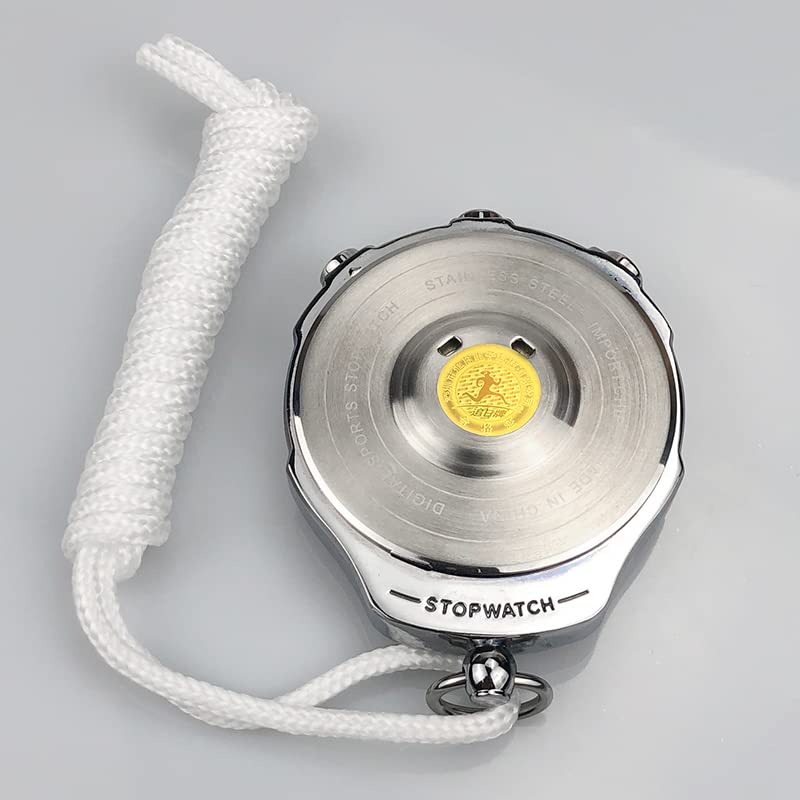 Cronometro Timer, cronometro in metallo, 100 giri di memoria, cronometro digitale, resistente all'acqua, cronometro per sport, competizioni (argento)
