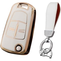 Funda Llave Opel Corsa HIBEYO Funda de Silicona para Llave de Coche para Opel Vauxhall Funda de Silicona para Opel Corsa Astra Vectra Zafira Antara Tigra Llavero Llave remota Flip 2 Botones Blanco