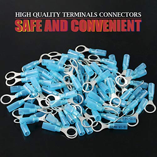 Hilitchi 50Pcs Nylon Heat Shrink Ring 16-14Awg, 3/8'' Electrical Wire Crimp Connector Crimp Connectors Insulated Terminals For Automotive,Watercraft, Electrical,Electronics #TOP2