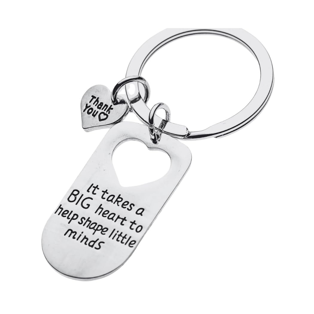 Teacher Appreciation Keychain Gift – It Takes a Big Heart to Help Shape Little Minds, Thank You Jewelry for Teachers, Retirement or End of Year Present for Men or Women-image-4