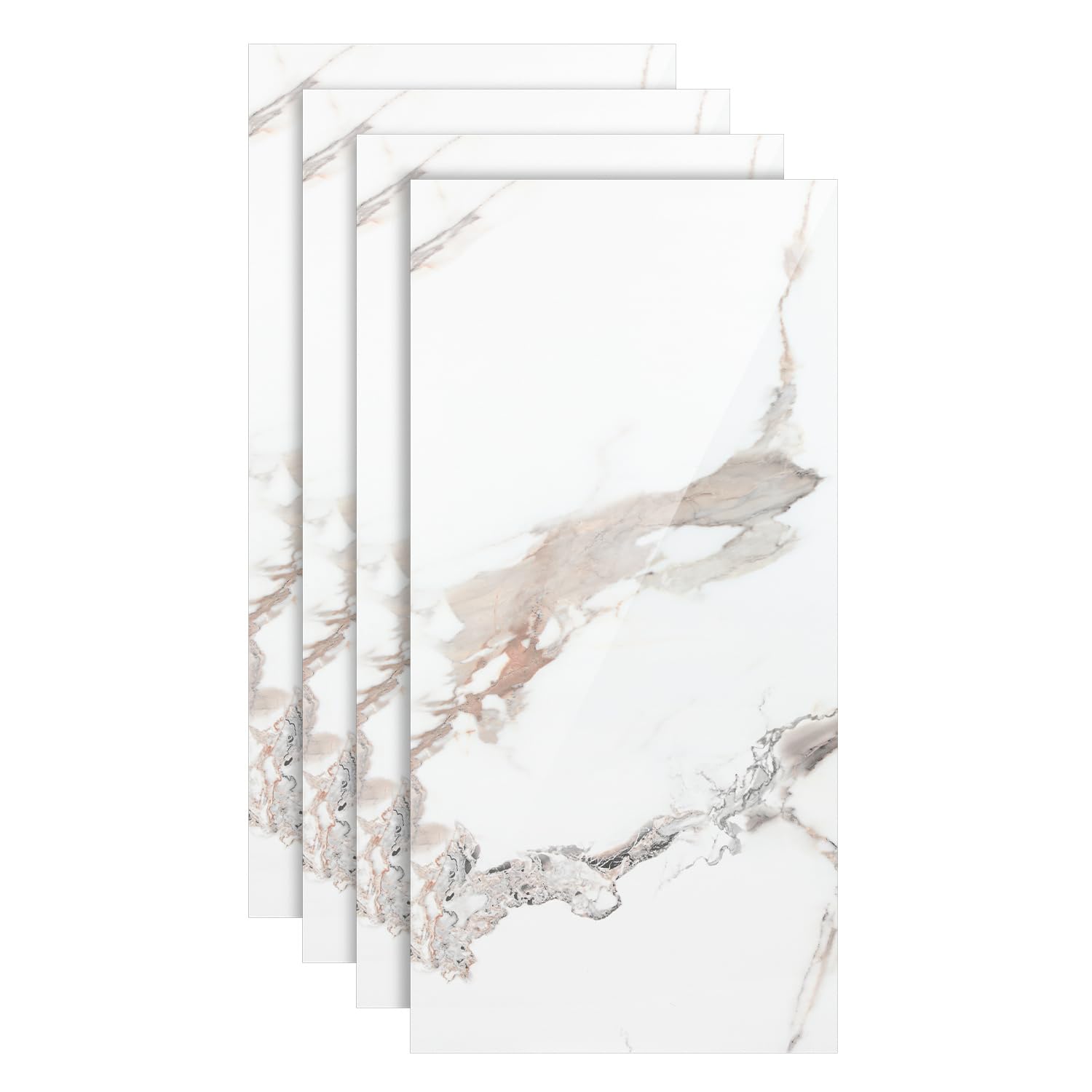 Pannelli da parete in PVC, effetto marmo, 120 x 60 cm, set da 8 pezzi, YB002 | Impermeabile, robusto e ritagliabile, non autoadesivo, per cucina, bagno, soggiorno e ufficio