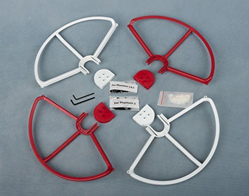 SummitLink Snap On/Off Prop Guards 2 Red 2 White for DJI Phantom 1 2 3 Professional Advanced and Phantom 3 Standard Quick Connect Tool Free