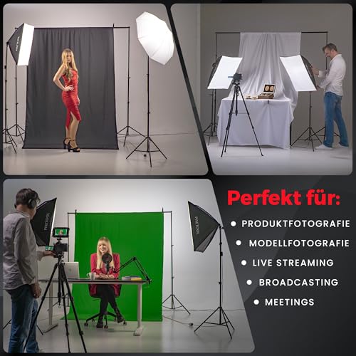 PIXETOOL Fotostudio Set – 2 Softbox 50x70 cm, 2 LED Lampen 4800 Lumen 3000-6000K Licht – Softboxen - Fotolicht Videolicht Fotolampe – Light Streaming Video Fotografie Studiolicht