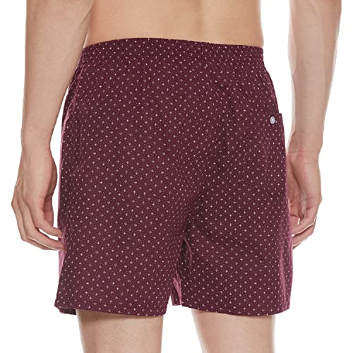 Image of Longies Pure Cotton Men Printed Boxers Pack of 3 Regular Shorts (LGBOXPO3V003 Blue,Navy,Maroon3272 M)